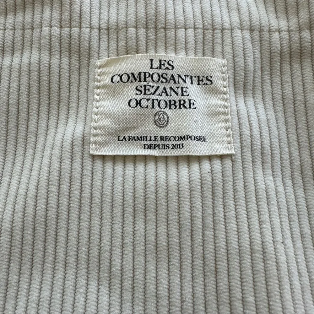 Sezane Corduroy Tote bag beige Velvet Striped